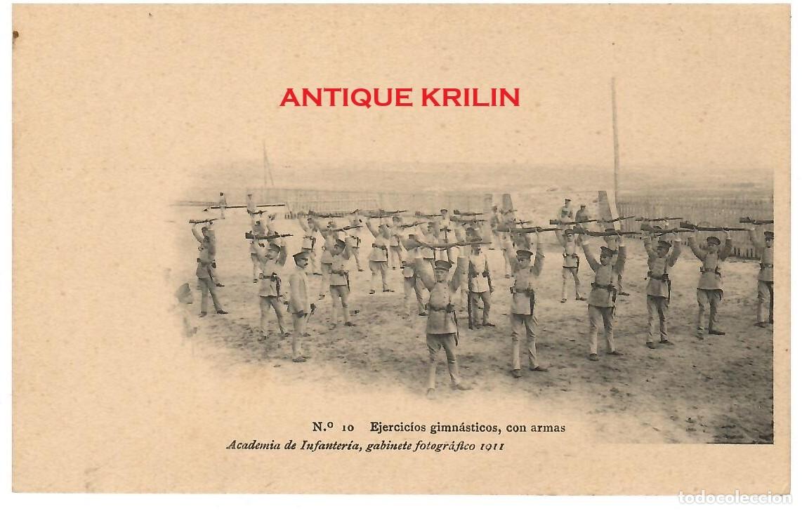Postales: ACADEMIA DE INFANTERIA 1911 N&ordm; 10 EJERCICIOS GIMNASTICOS CON ARMAS / HAUSER MENET