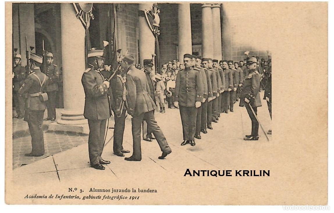 Postales: ACADEMIA DE INFANTERIA 1911 N&ordm; 3 ALUMNOS JURANDO BANDERA / HAUSER MENET