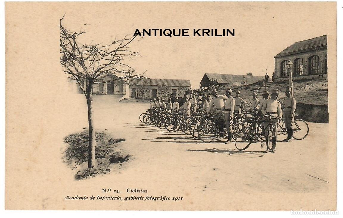 Postales: ACADEMIA DE INFANTERIA 1911 N&ordm; 24 CICLISTAS / HAUSER MENET