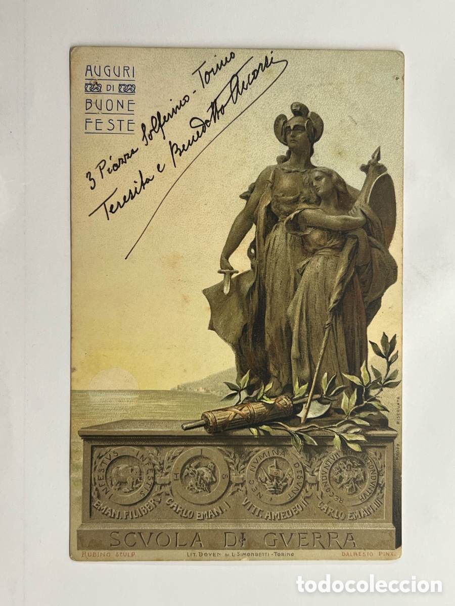 Postales: ITALIA. Postal antigua SCVOLA DI GUERRA RUBING SEULP., LIT. DOYEN DIL SIMONDETTI TORINO DALBESTO