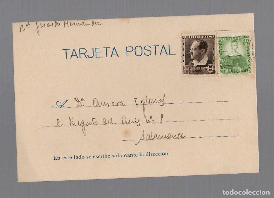Postales: TARJETA POSTAL REPUBLICA ESPA&Ntilde;OLA CIRCULADA EN SALAMANCA, A&Ntilde;O 1936