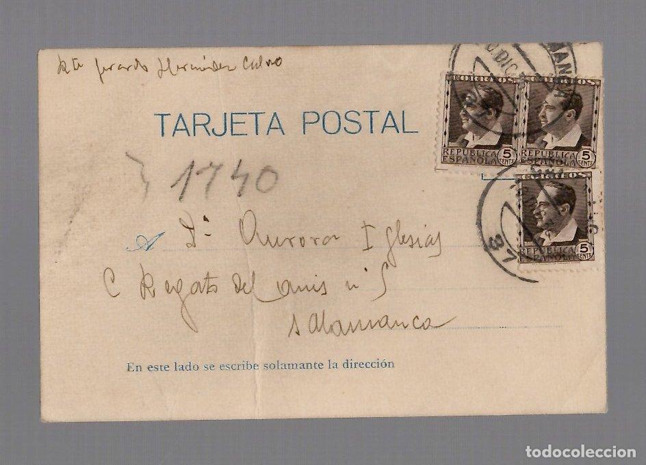 Postales: TARJETA POSTAL REPUBLICA ESPA&Ntilde;OLA CIRCULADA EN SALAMANCA, A&Ntilde;O 1936