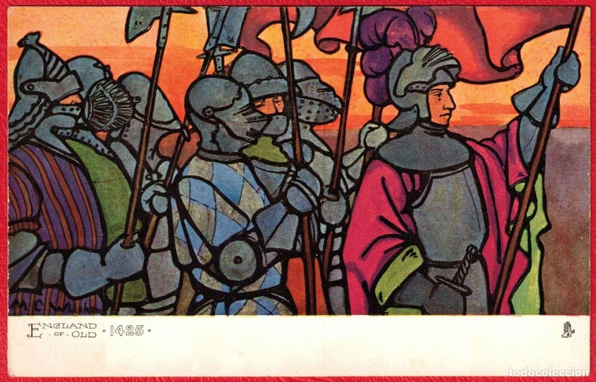 Postales: Inglaterra England 1425 Medieval Knights Caballeros Medievales Tuck's Post Card Postal Antigua