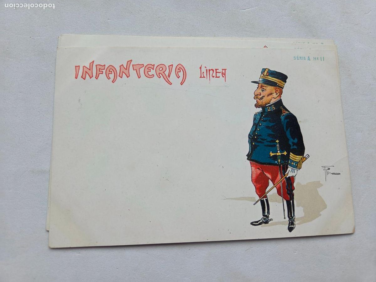 Postales: INFANTERIA LINEA ANTERIOR 1910 SIN USAR SERIE A N&ordm; 11 MILITAR Z1