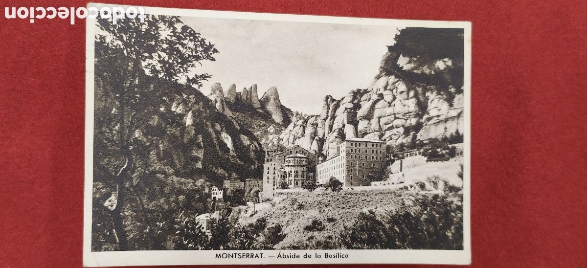 Postales: Postal Antigua Montserrat (Barcelona). &Aacute;bside de la Bas&iacute;lica. Circulada. Huecograbado Muxart. AMADO