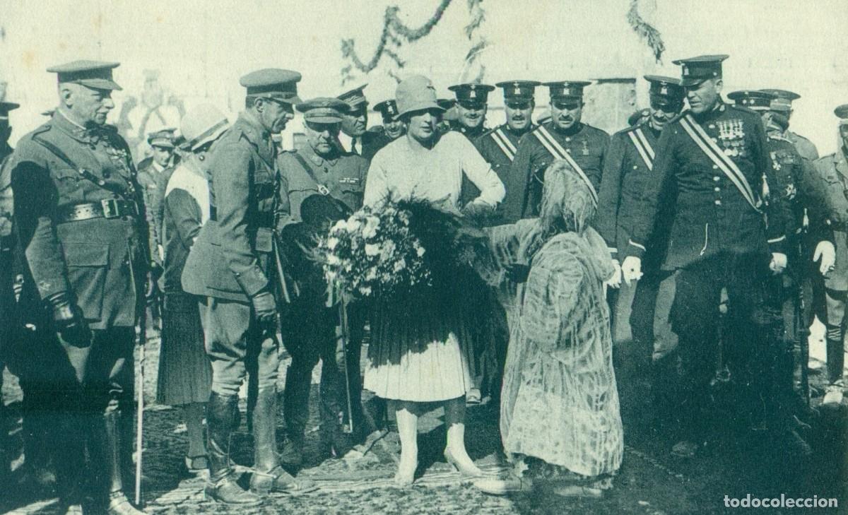 Postales: LEGION DAR RIFFIEN. RAMO DE FLORES PARA LA REINA. ENTREGA BANDERA AL TERCIO. OCTUBRE 1927
