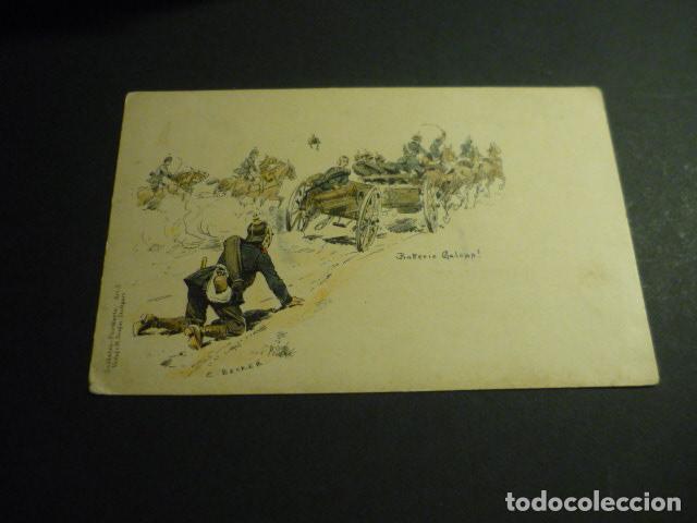 Postales: BATERIA AL GALOPE POSTAL MILITAR C. BECKER ILUSTRADOR