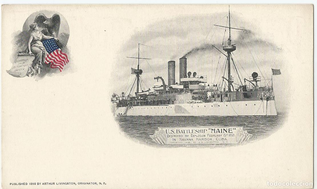 Postales: Guerra de Cuba 1898. Acorazado Maine. USS Maine. Nueva