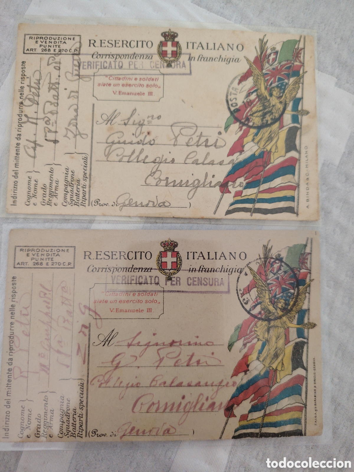 Postales: Pareja de postales R. ESERCITO ITALIANO