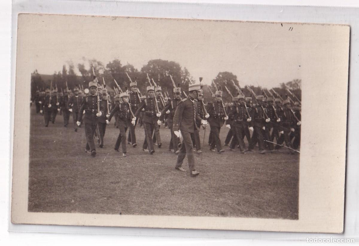 Postales: Postal fotogr&aacute;fica. Alfonso Pr&iacute;ncipe de Asturias con la Escolta Real, Guardia Real de Alfonso XIII.