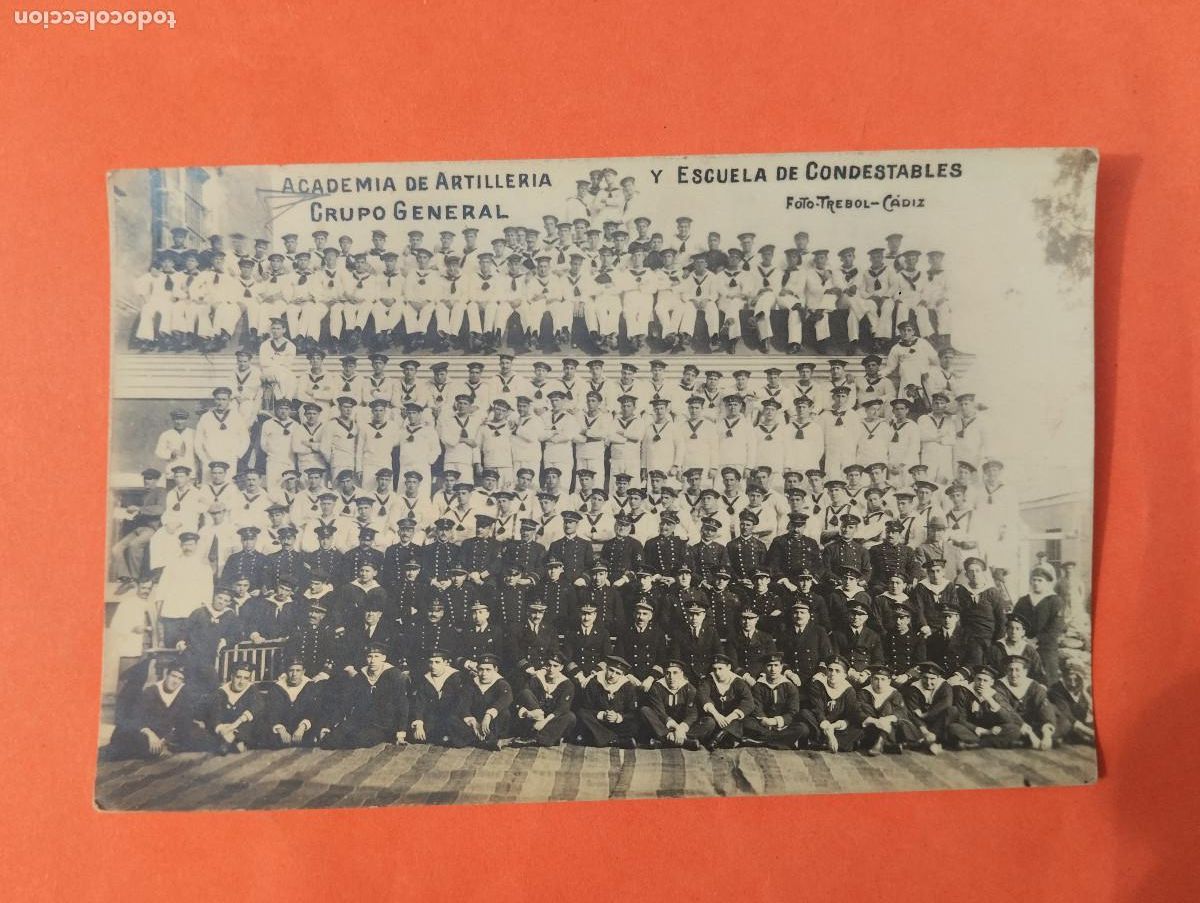 Postales: POSTAL FOTOGRAFICA ACADEMIA ARTILLERIA ESCUELA CONDESTABLES GRUPO GENERAL. FOTO TREBOL CADIZ MILITAR