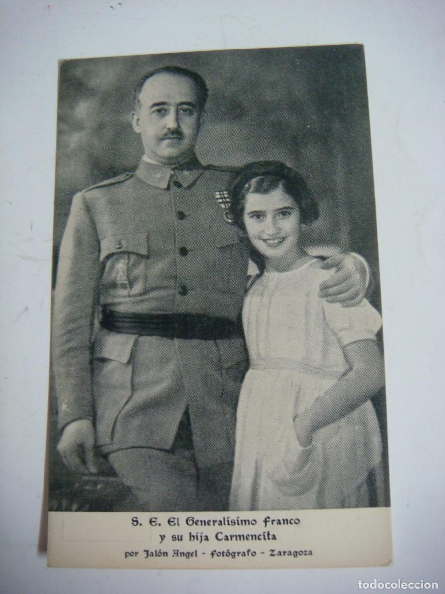 Postales: POSTAL ANTIGUA ORIGAL DEL GENERALISIMO FRANCO Y SU HIJA CARMENCITA-CAJ-POS-N&ordm;-5 SOB-39