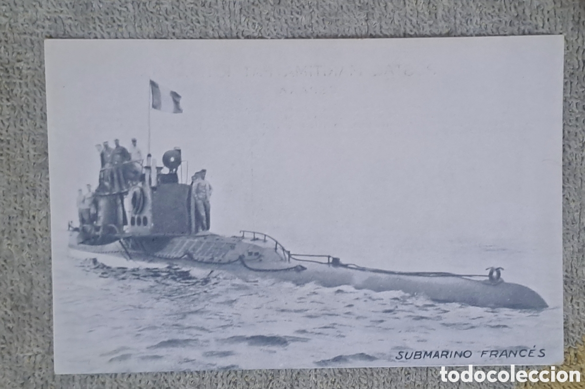 Postales: Postal antigua militar - Submarino Franc&eacute;s (Serie Postal Mar&iacute;tima Patri&oacute;tica Espa&ntilde;a, Imp. El Siglo X