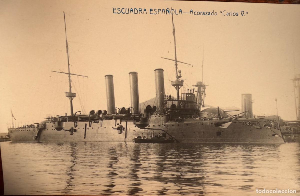 Postales: POSTAL ESCUADRA ESPA&Ntilde;OLA ACORAZADO CARLOS V