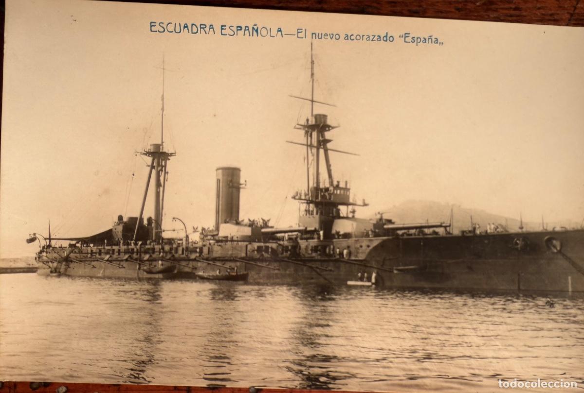 Postales: POSTAL ESCUADRA ESPA&Ntilde;OLA EL NUEVO ACORAZADO ESPA&Ntilde;A