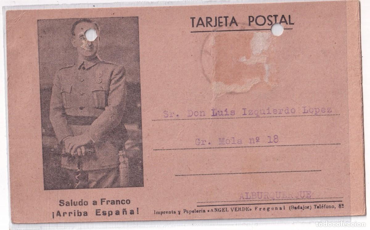 Postales: Tarjeta postal patri&oacute;tica, no catalogada. Saludo a Franco. Zafra 1940
