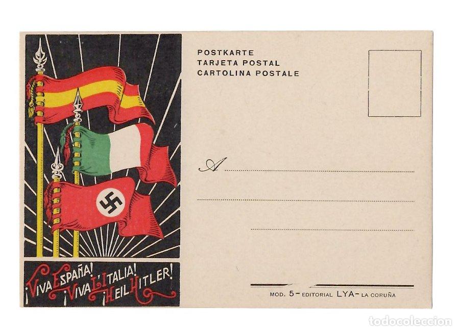 Postales: TARJETA POSTAL VIVA ESPA&Ntilde;A VIVA L'ITALIA HEIL HITLER . MOD. 5, EDITORIAL LYA, LA CORU&Ntilde;A GUERRA CIVIL