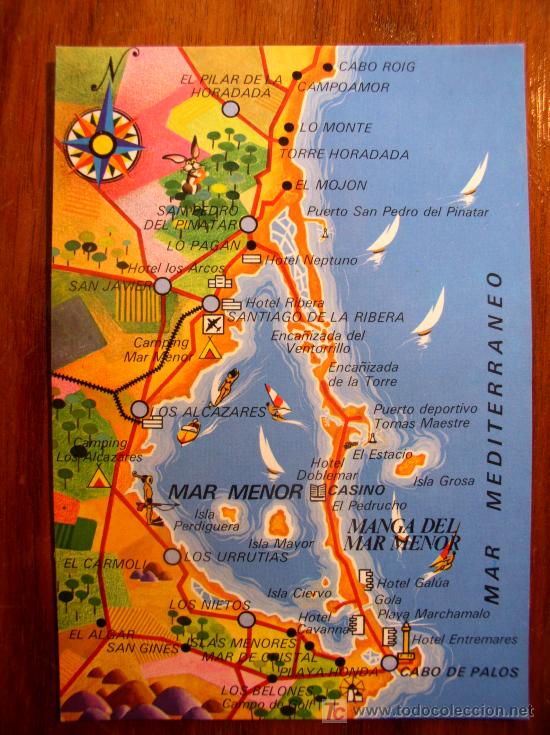 Postales: Mar Menor (Murcia). Mapa - Foto 1