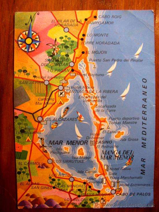 Postales: Mar Menor (Murcia). Mapa. - Foto 1