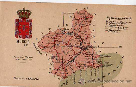 Postales: MAPA DE MURCIA - REVERSO PUBLICIDAD - Foto 1