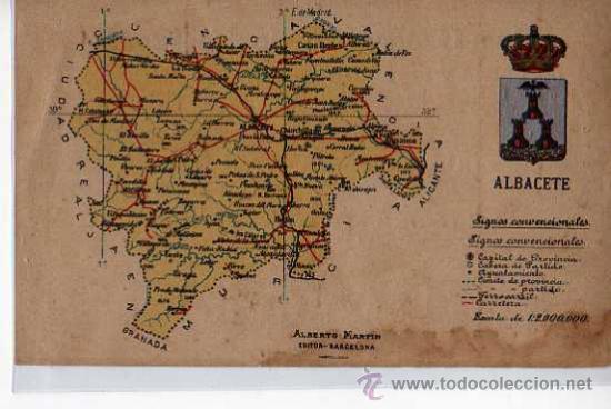 Postales: MAPA DE ALBACETE - REVERSO PUBLICIDAD - Foto 1