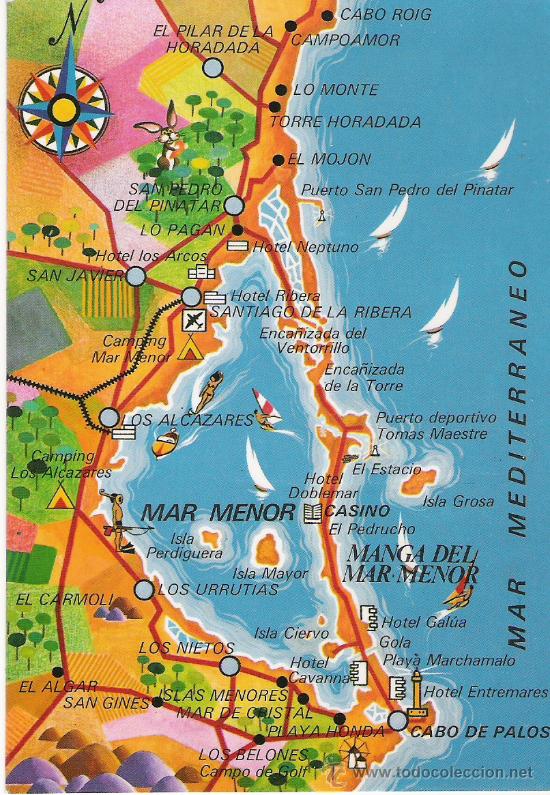 Postales: MAR MENOR - MAPA - - Foto 1