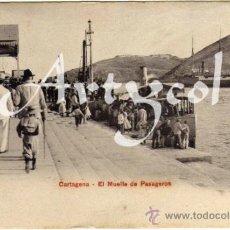Postales: PRECIOSA POSTAL - CARTAGENA (MURCIA) - EL MUELLE DE PASAGEROS - MUY AMBIENTADA . Lote 35608235