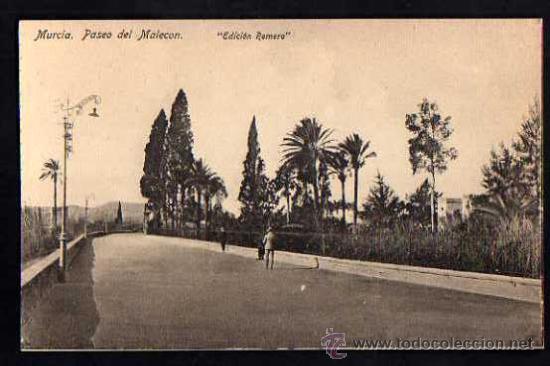 Postales: Murcia. Paseo del Malec&oacute;n. No circulada. - Foto 1