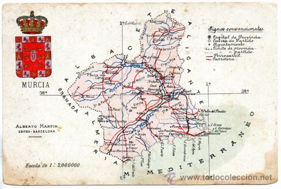 Postales: murcia. mapa. alberto martin - Foto 1