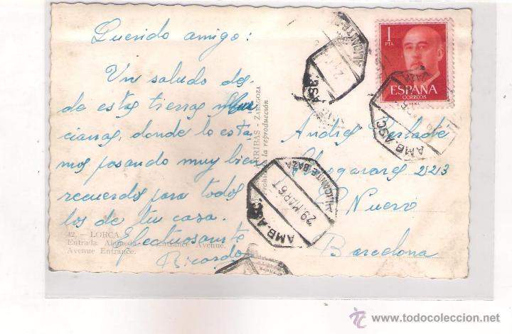 Postales: POSTAL DE LORCA - ENTRADA ALAMEDA . - Foto 2