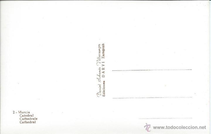 Postales: POSTAL. MURCIA. CATEDRAL. EDICIONES DARVI. - Foto 2