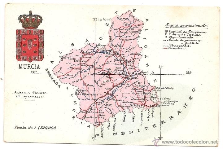 Postales: Murcia. Mapa. Postal antigua - Foto 1