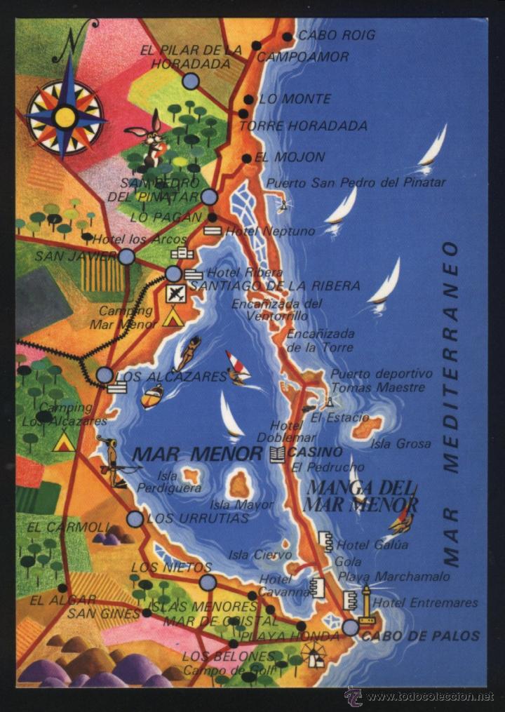 Postales: MU-0422- MURCIA. MAPA DEL MAR MENOR. - Foto 1
