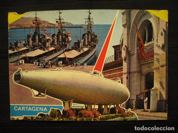 Postales: POSTAL CARTAGENA - FLOTA, CUARTEL Y SUBMARINO PERAL. - Foto 2