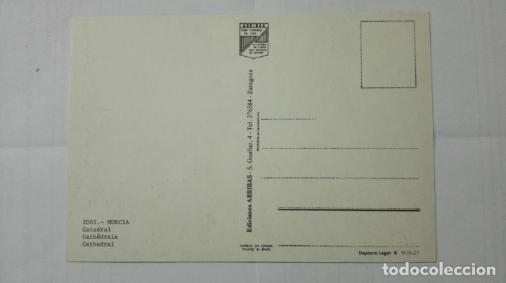 Postales: POSTAL MURCIA, CATEDRAL, N&ordm; 2001 - Foto 2
