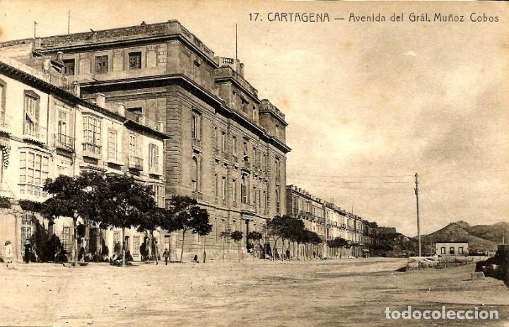 Postales: CARTAGENA. AVENIDA DEL GENERAL MU&Ntilde;OZ COBOS. - Foto 1