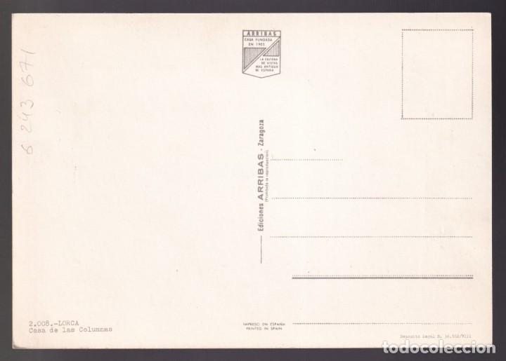 Postales: Lorca. *Casa de las Columnas* Ed. Arribas n&ordm; 2008. Nueva. - Foto 2
