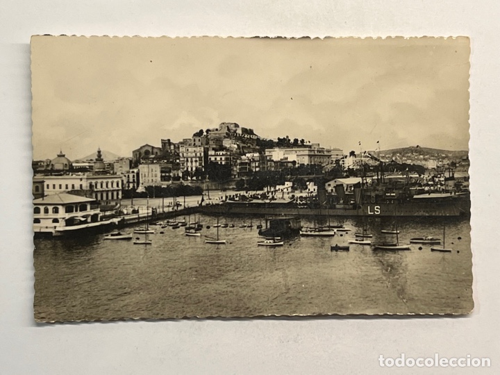 Postales: CARTAGENA. Postal No.46, Club de regatas y detalle del Puerto. Foto Casau (h.1950?) dedicada.. - Foto 1 - 303197033