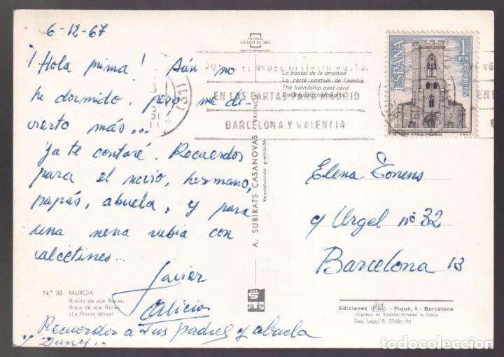Postales: Murcia. *Rueda de La &Ntilde;ora* Circulada 1967. - Foto 2