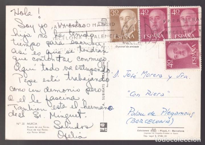 Postales: Murcia. *Rueda de La &Ntilde;ora* Circulada 1969. - Foto 2