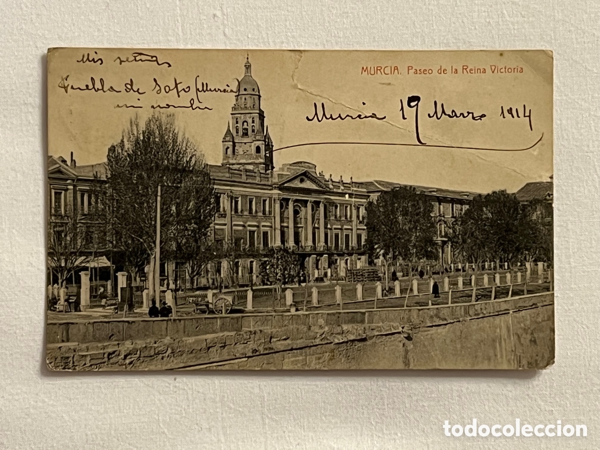 Postkarten: M&Uacute;RCIA. Postal Paseo de la Reina Victoria. Fototipia Thomas (a.1914) c&iacute;rculada