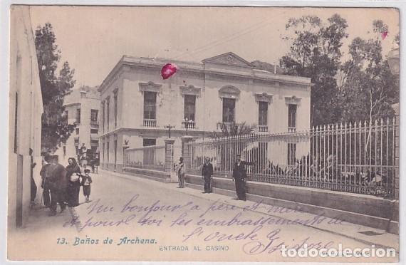Postais: 13 Ba&ntilde;os de Archena Entrada al Casino. Fot Lacoste. Reverso sin dividir. Circulada