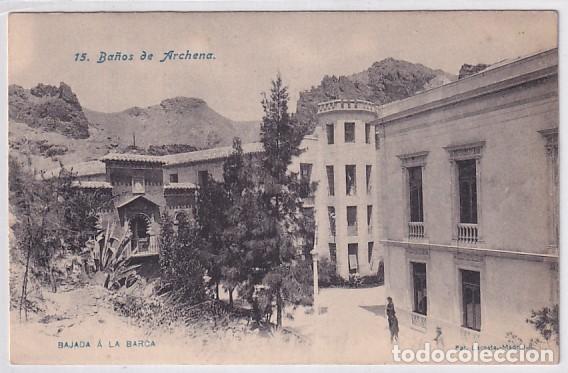 Postais: 15 Ba&ntilde;os de Archena Bajada a la Barca. Fot Lacoste. Reverso sin dividir. Sin circular.