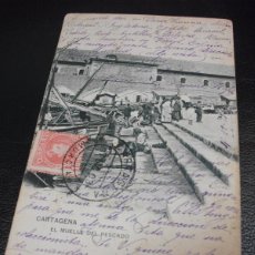 Postales: TARJETA POSTAL DE CARTAGENA MURCIA 1903 ENVIADA A MONTEVIDEO URUGUAY HAUSER Y MENET EL MUELLE