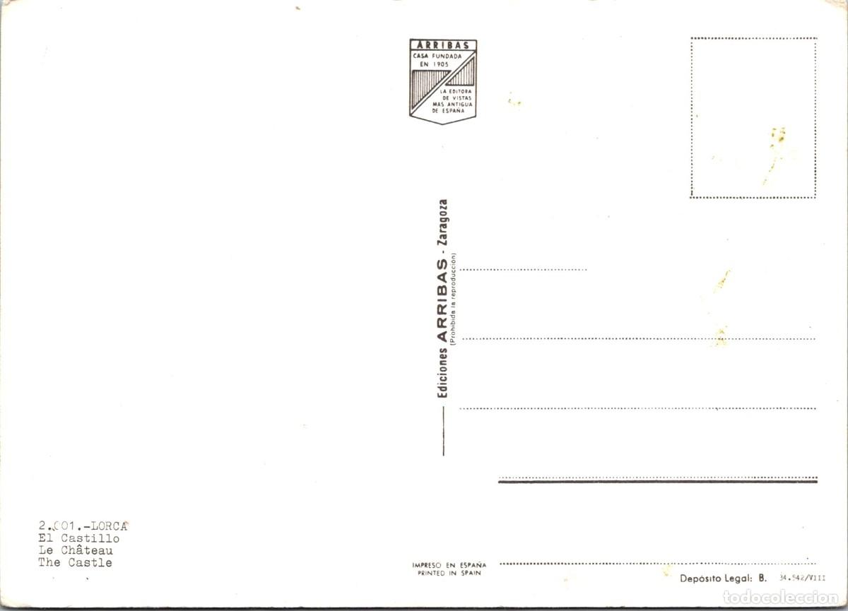 Postales: Lorca - El Castillo - Ed. Arribas n&ordm; 2001 - 150x106mm - Foto 2