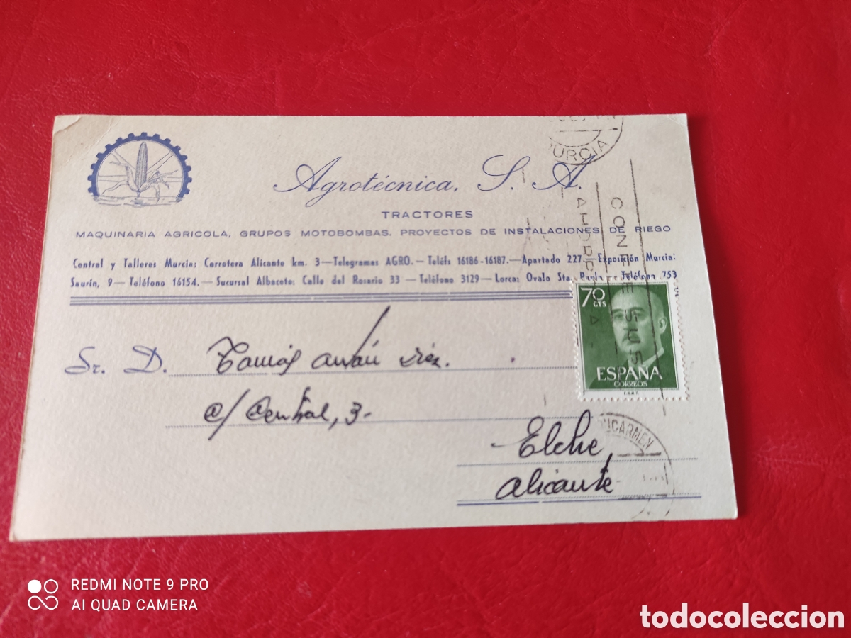Postales: Tarjeta postal, de Murcia dirigida a Elche - Foto 1