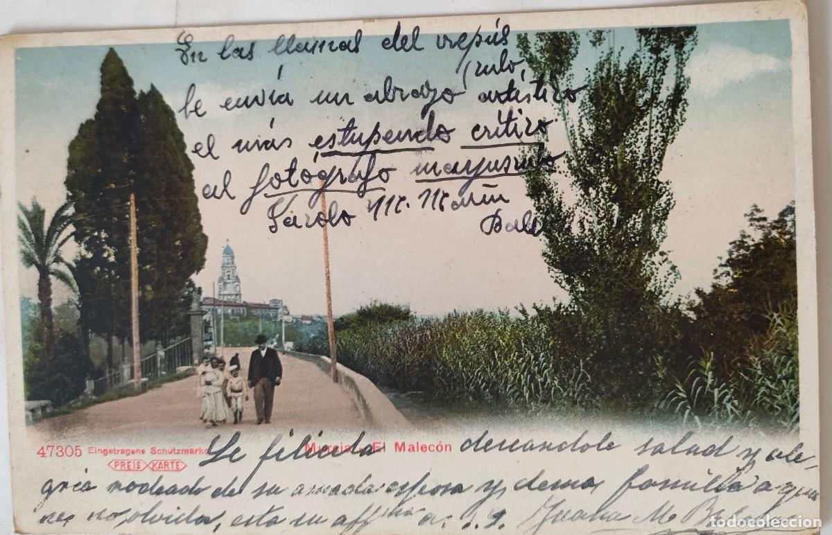 Postales: MURCIA EL MALECON CIRCULADA DORSO SIN DIVIDIR - Foto 1