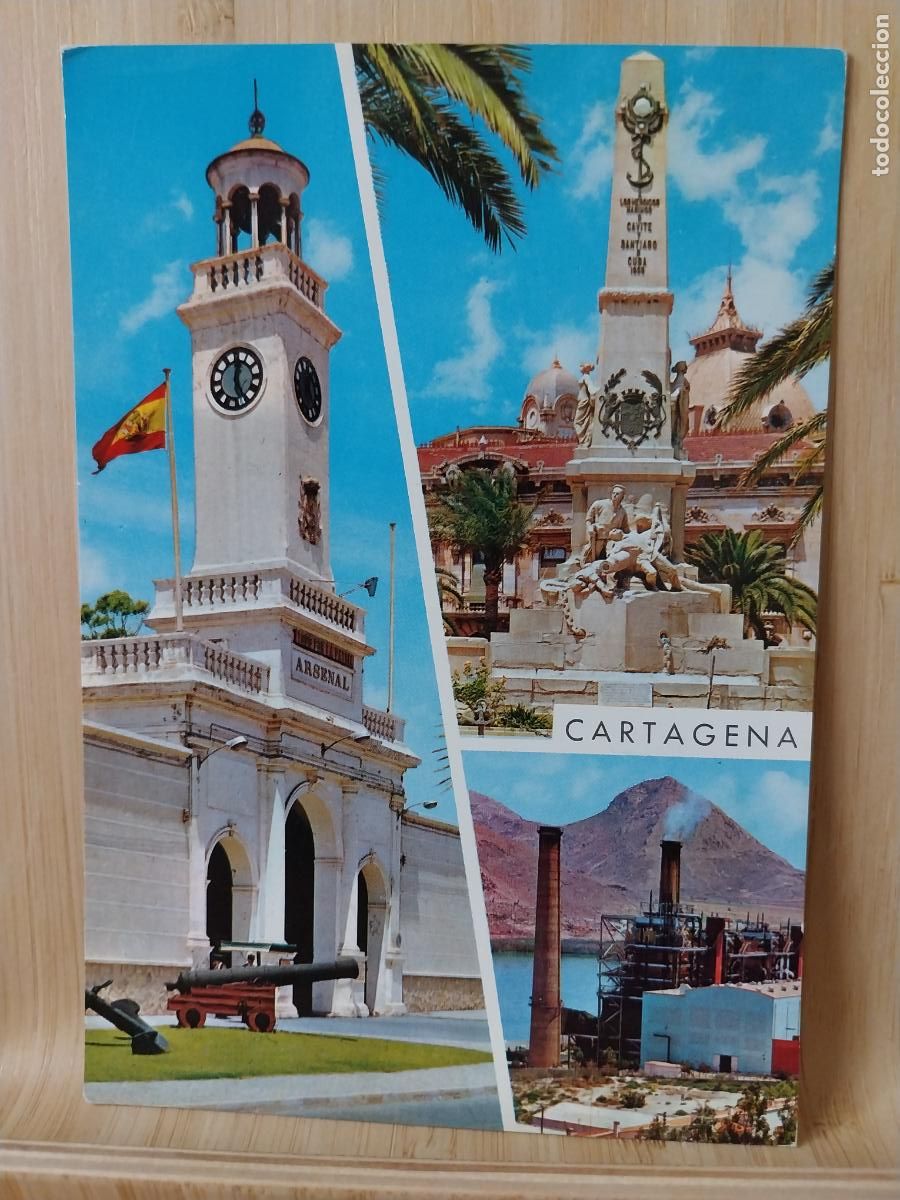 Postales: CARTAGENA CENTRAL T&Eacute;RMICA Y ESCOMBRERA ED GARRABELLA 18 CIRCULADA A&Ntilde;OS 60