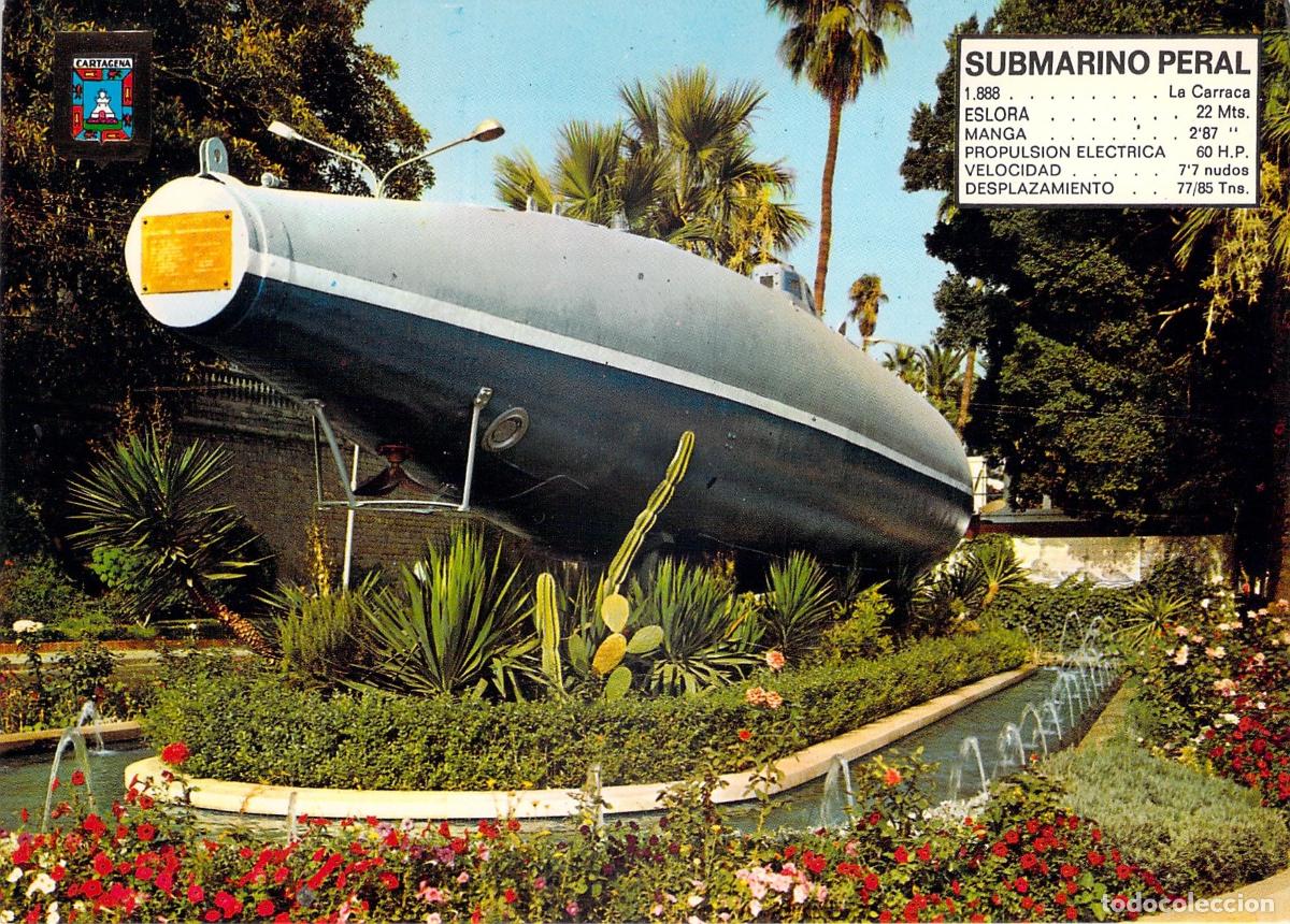 Postales: Postal de Cartagena - Submarino Peral en la Explanada del Muelle