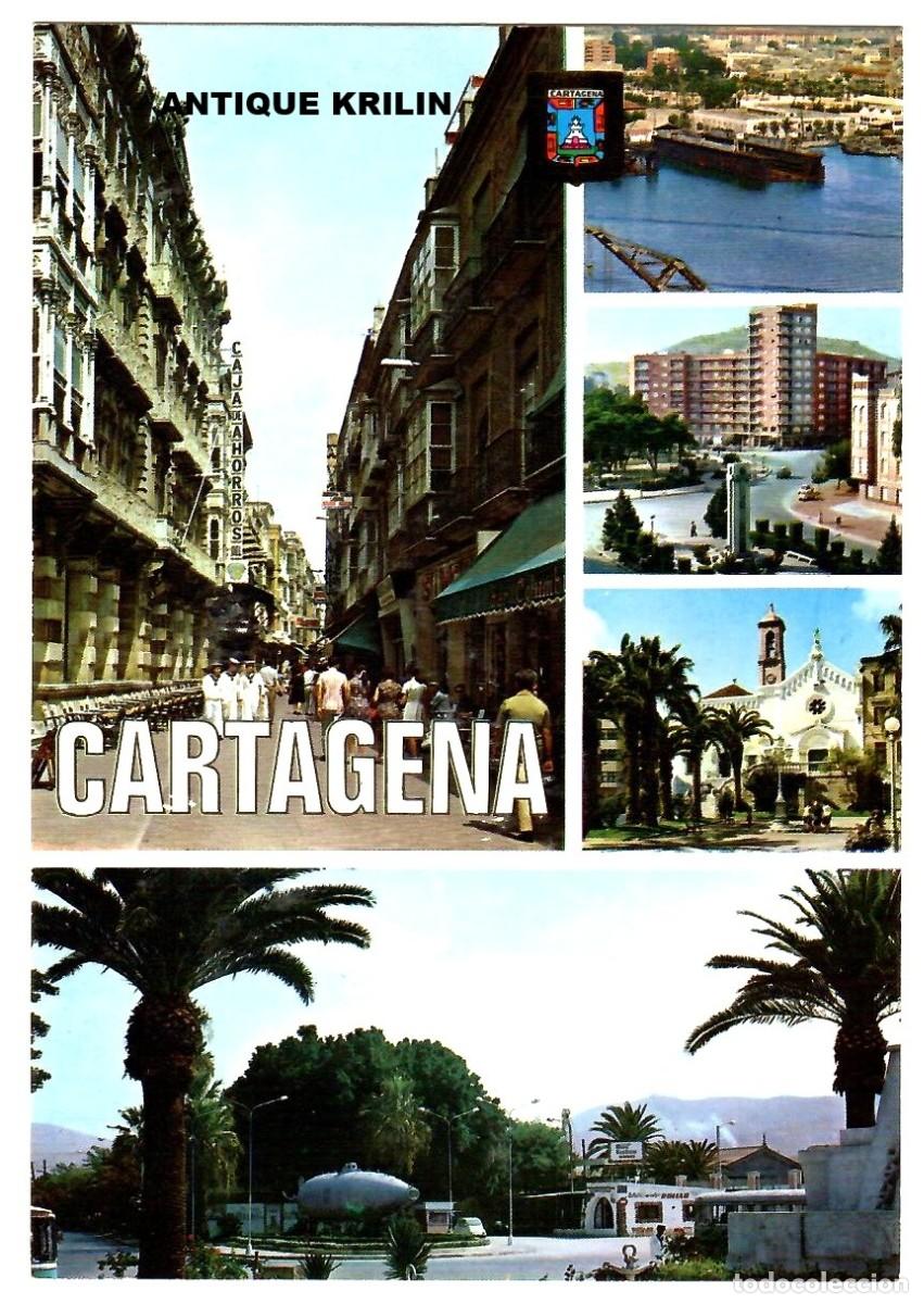 Postales: MURCIA / CARTAGENA N&ordm; 122 DIVERSOS ASPECTOS / ESCUDO DE ORO / SIN FRANQUEAR